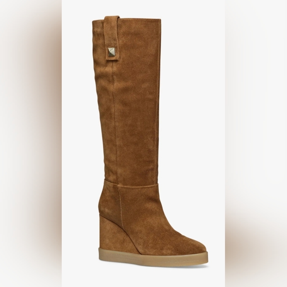 New Geox Elidea Wide Fit Suede Wedge Heel Marron Boots Size 37, 6 - 6.5 us